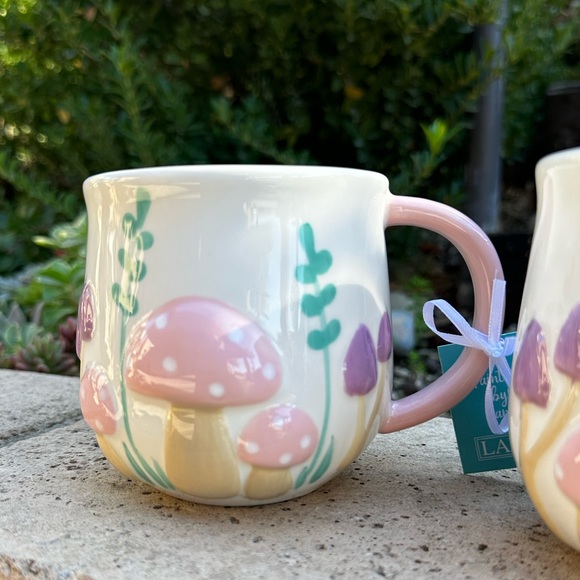 Lang pastel mushroom mugs set of 2 retro vintage new HTF viral tik tok - Picture 3 of 14
